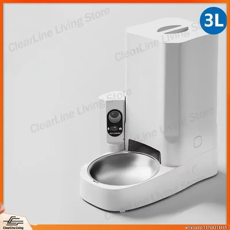 Smart Automatic Pet Feeder with Camera Video Monitoring for Cats and Dogs WiFi Remote Control Scheduled Feeding Desktop Pet