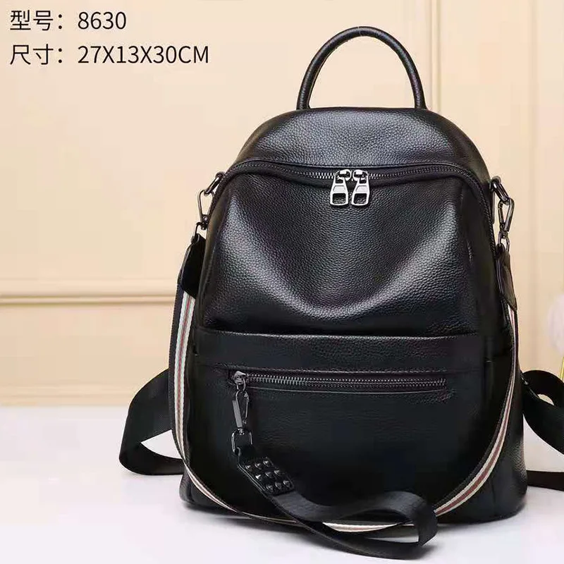 Europe and the United States fashion leather backpack 2024 new large capacity women's backpack head layer cowhide shoulder bag