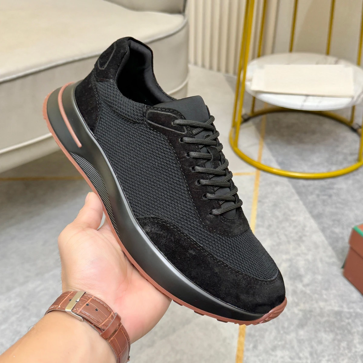 

Мужская повседневная обувь, кожаные модные кроссовки на плоской подошве со шнуровкой, зима 2025 года