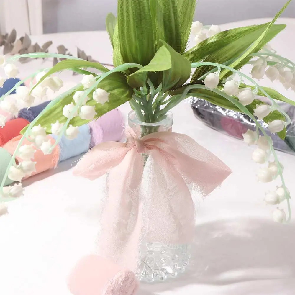 

4Pcs/Bag Frayed Edged Handmade Ribbon Silk Material Chiffon Texture Chiffon Silk Ribbon Colorful Elegant Bouquet Ribbon