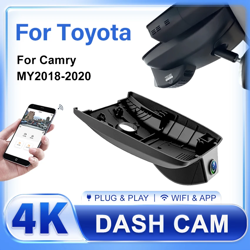 4K Wifi Car DVR Hidden Dash Cam For Toyota Camry xv70 70 v70 For Toyota Camry LE XLE For Toyota Camry SE XSE 2017 2018 2019 2020