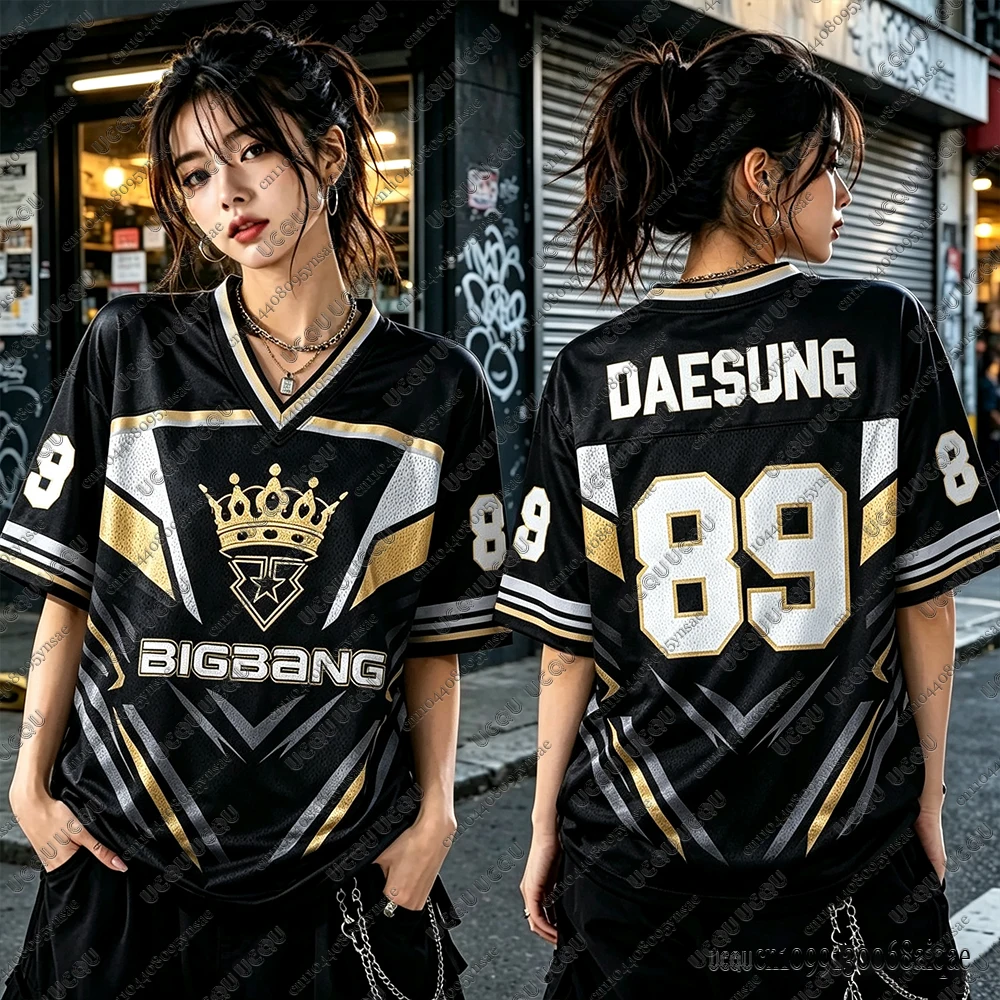 Koreanische Kpop Big Bang World Concert Tour Fußballtrikots für Frauen, Big Bang 20. Jubiläum Trikots, Y2K Oversized Loose Tops – Detail 4