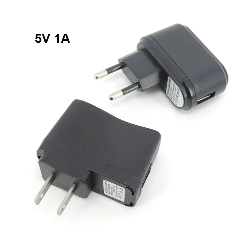 AC to DC EU/US 5V 1A 1000ma USB Port Charging Power Adapter Supply Plug Mobile Phone Wall Charger 100V-240V LED Light