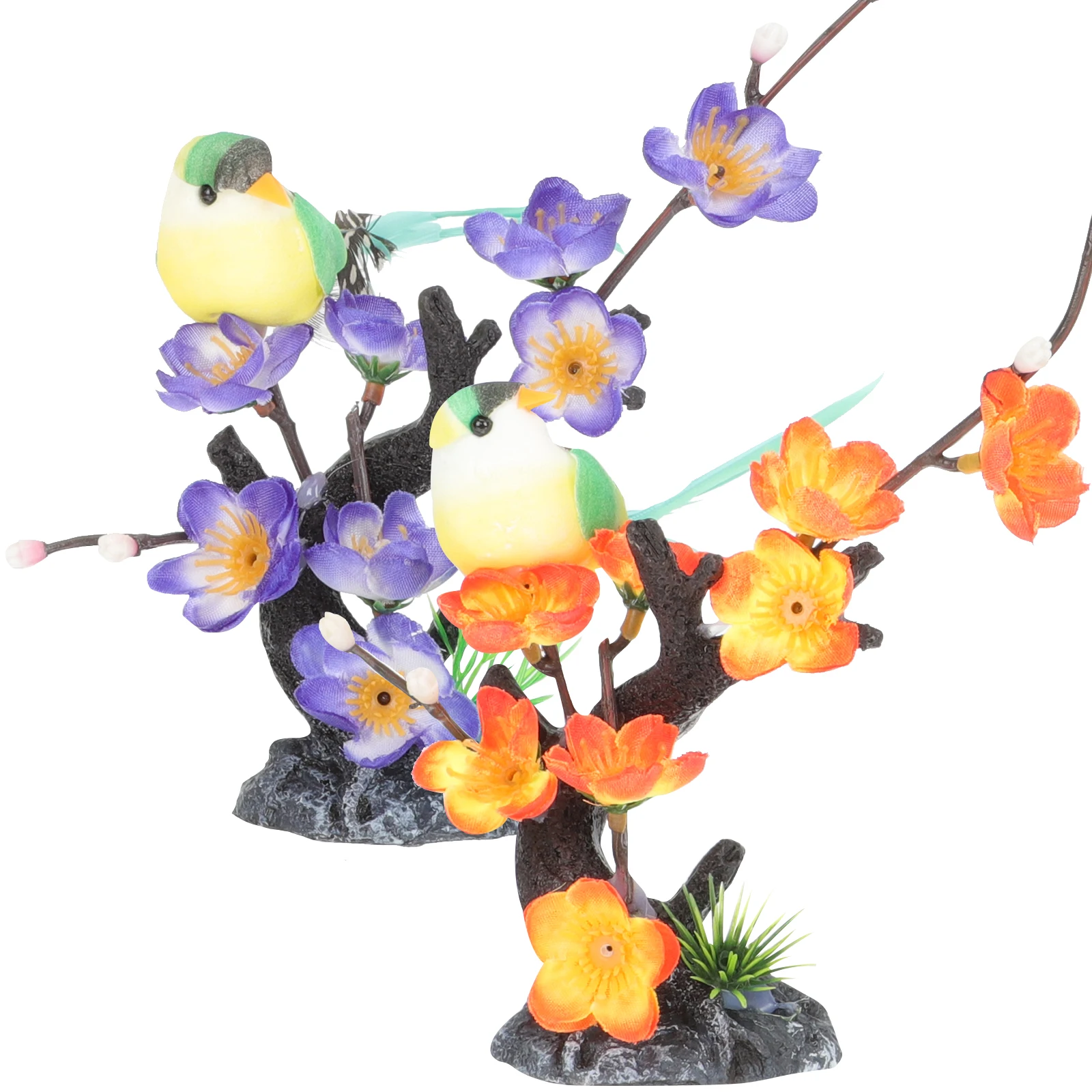 

2pcs Plum Blossom Decor Artificial Plant for Sushi Plate Decorations Restaurant Hotel Supply Plastic Fake Ornament
