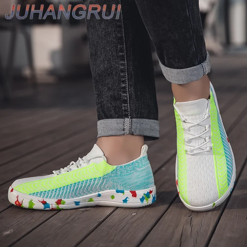 

Мужская широкая обувь, большой размер 48, повседневная обувь, мужские вязаные носки, кроссовки, мужские мягкие и легкие прогулочные туфли, уличная обувь для босиком