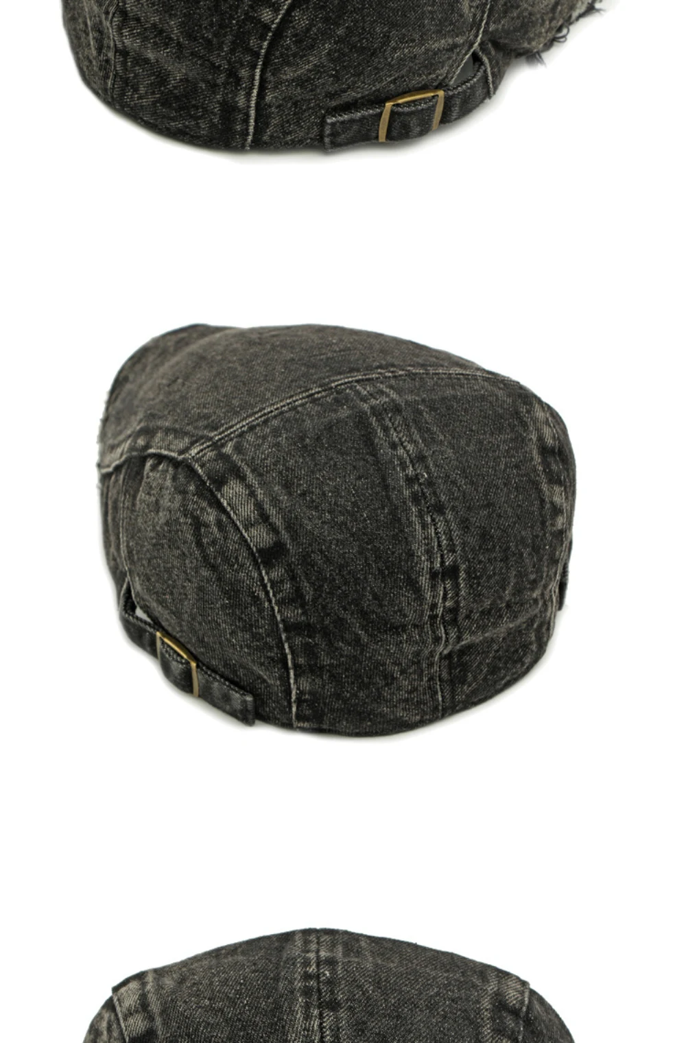HT4797 Herren- und Damen-Baskenmützen, Einfarbige Baumwoll-Flatcap, Retro Künstler-Mütze für Alle Jahreszeiten, Denim-Baskenmütze – Detail 12