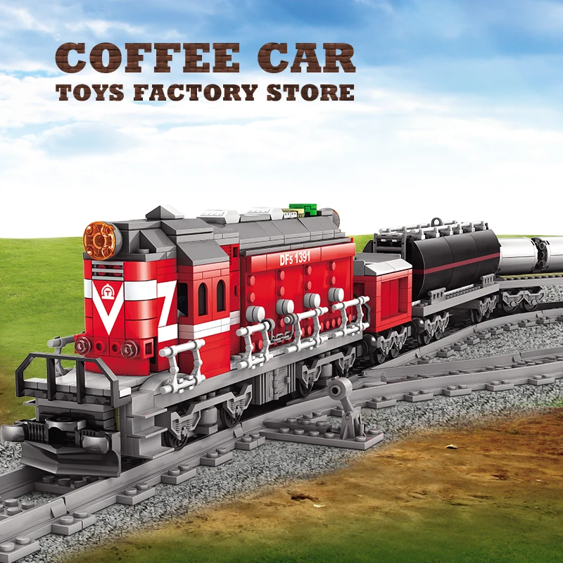 Bloques de tren eléctrico de ciudad de alta tecnología, juguetes, modelo de locomotora móvil, Kit de construcción, coches ferroviarios, ladrillos MOC, regalos de navidad para amigos