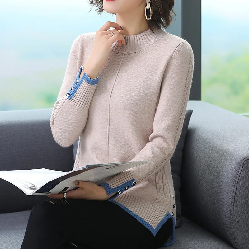 

Pull Femme Half-turtleneck Warm Sweater For Women Spring Autumn Knitting Tops Female Bottoming Clothing Knitwear Pullovers