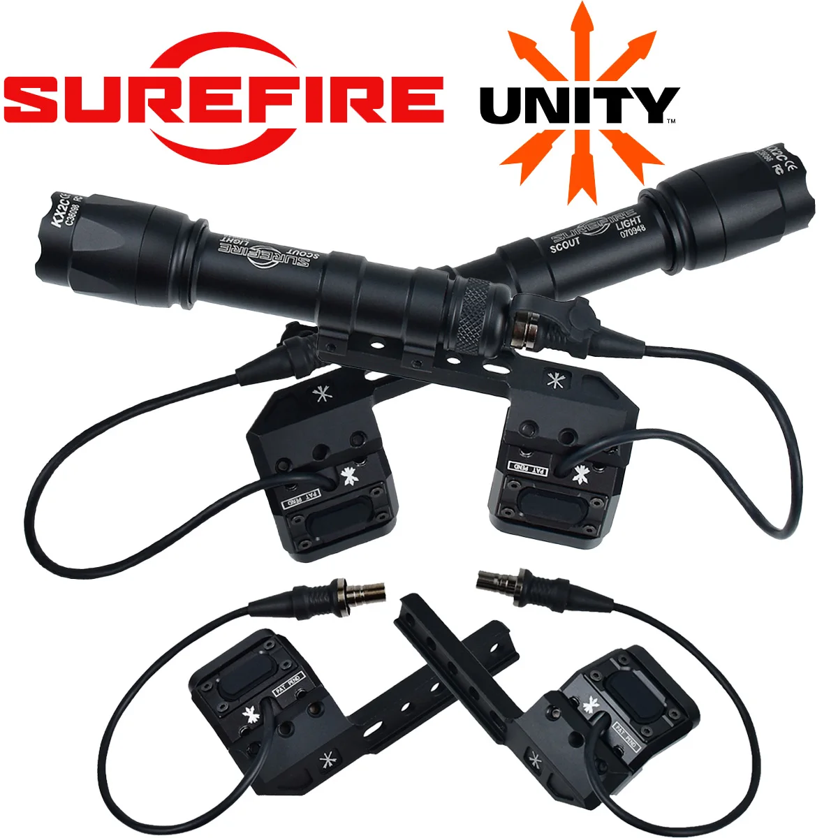 Lampe de poche SureFire M300B M600C M600B pour armes à air comprimé, fusil, AR15, avec bouton UNITY, kit de base décalée latéralement, interrupteur à pression