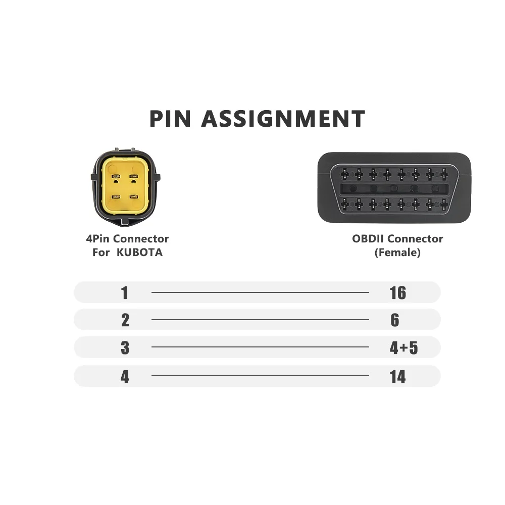 لكوبوتا Diagmaster 4 دبوس إلى obdii 16 دبوس تمديد كابل يناسب كوبوتا 4PIN Takeuchi أداة تشخيص/الماسح الضوئي/قارئ الرمز #6