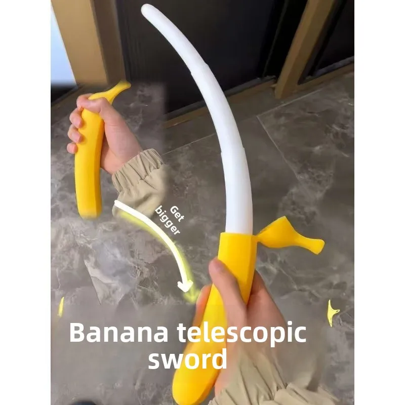 Banana Retractable Sword Fidget Toy 3D Printed Stress Relief Funny Prank Toy for Kids Adults