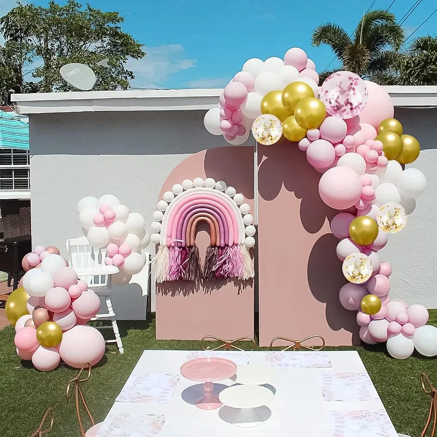 65 قطعة بالونات الذهب الوردي الوردي الأبيض الذهب النثار اللاتكس بالونات الحفلات عدة مع أشرطة للفتيات عيد ميلاد الزفاف استحمام الطفل
