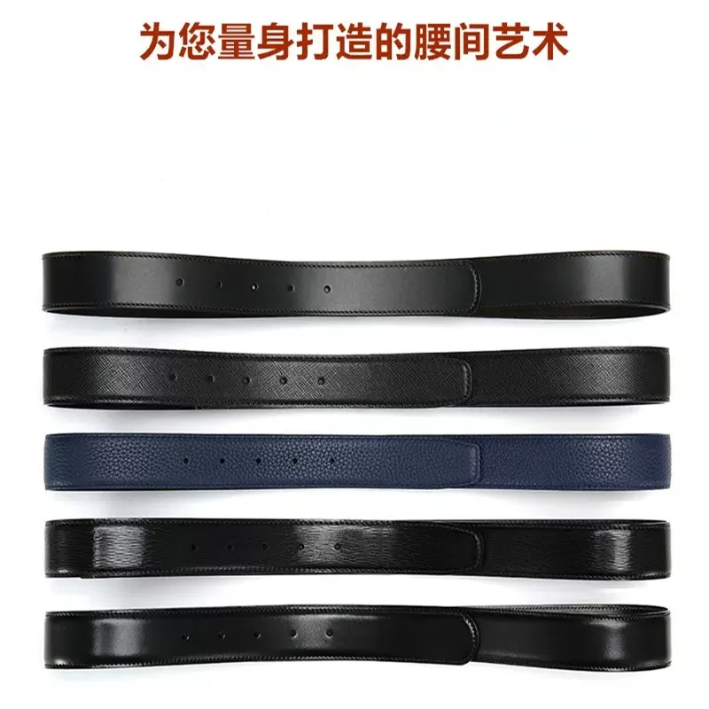 Luxury Lychee Grain Leather Belt Strap, Double-Sided, H-Buckle, Custom Made for Exclusive Styl3.4cm3.0cm