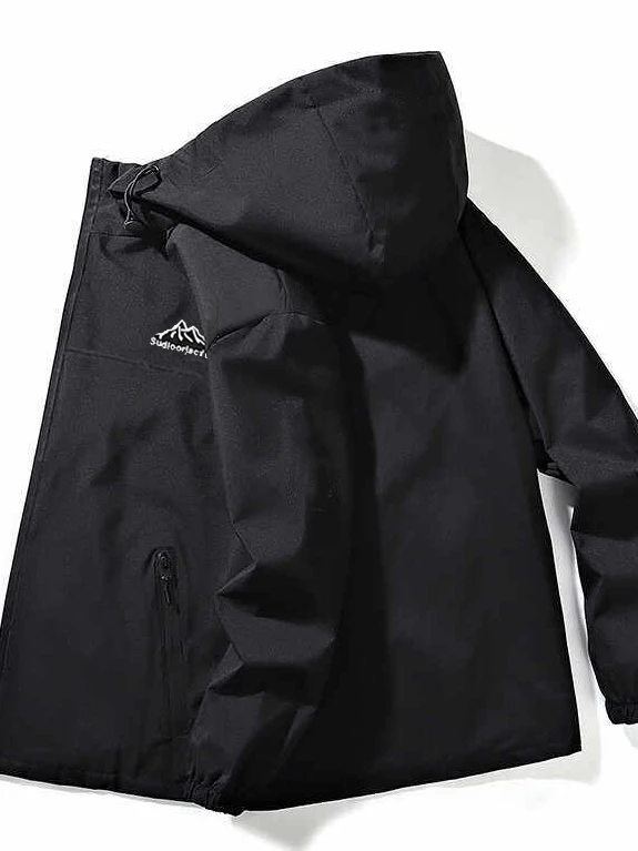 

Spring Autumn Men's Casual Thin Jaet Youth Faion Hooded Top Polyester Fiber Long Sve Zipper Closure Breathable Jaet