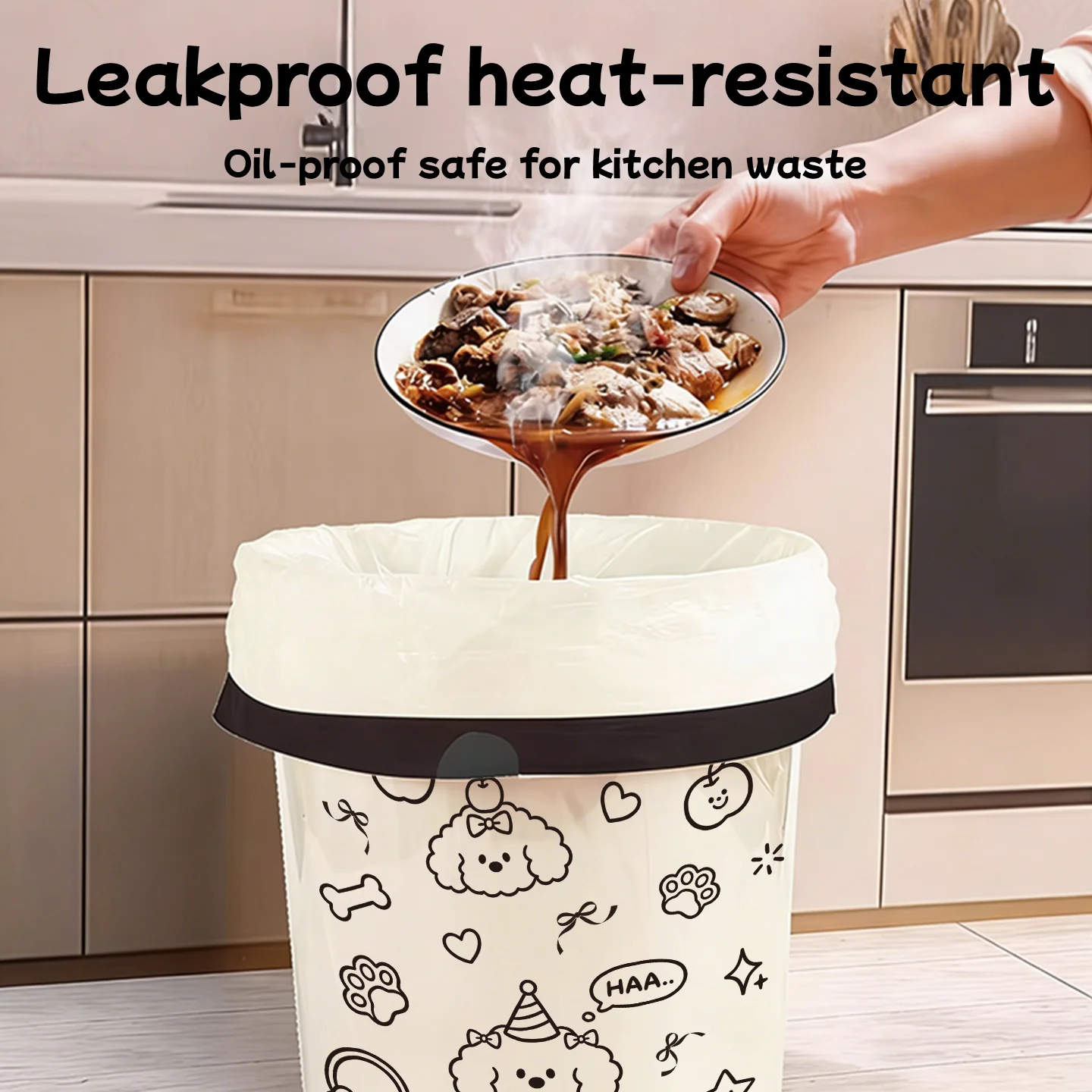 Doodle puppy Tear-free garbage bags home portable Kitchen dormitory enlarged and thickened plastic bag