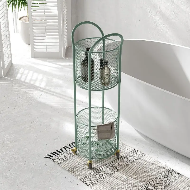 Light Luxury Bathroom Storage Basket Bathroom Removable Storage Rack Toilet Double-Layer Storage Rack Mobile Storages Rack