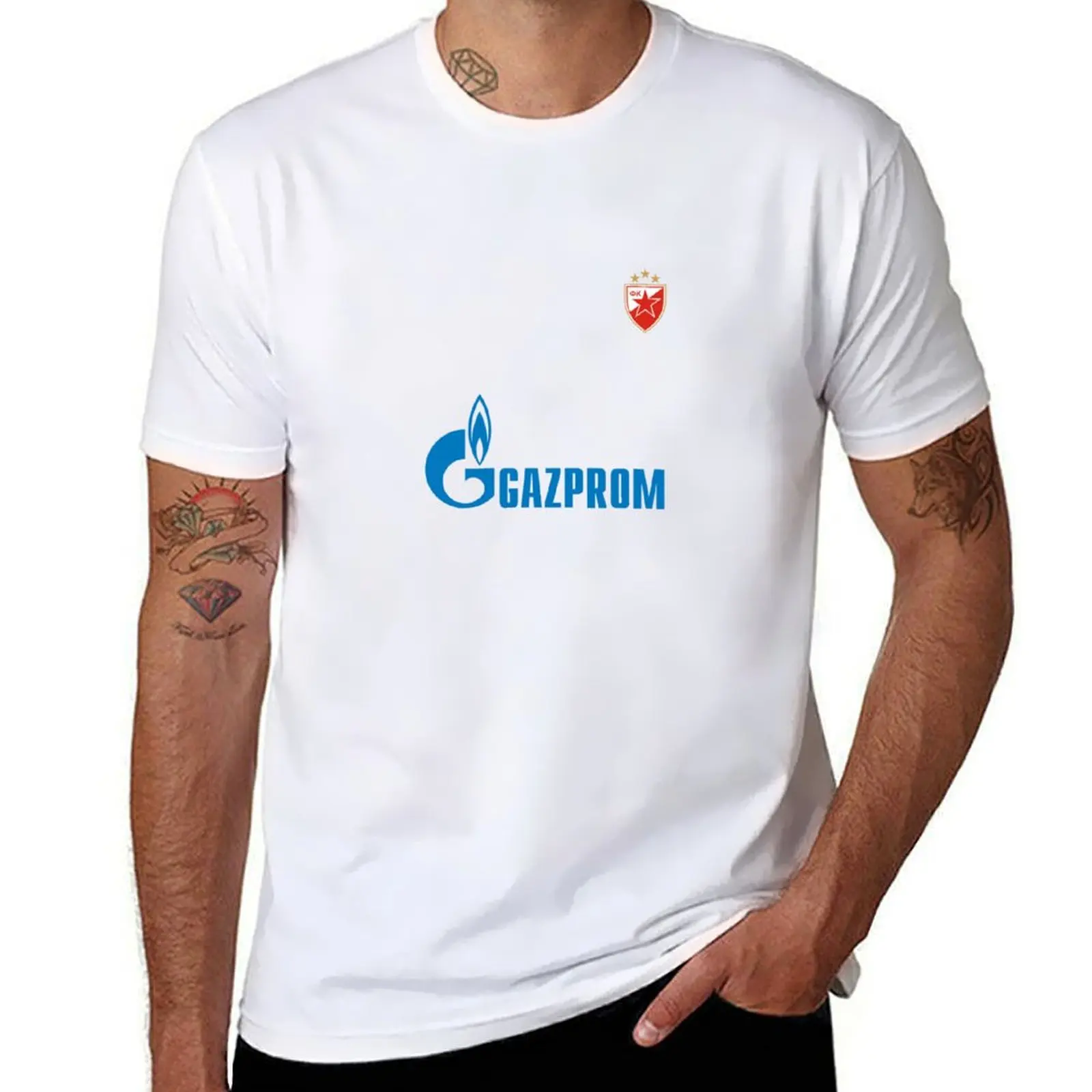 

Crvena zvezda gazprom T-Shirt mens graphic t shirts cotton t shirts man 100% T-Shirt