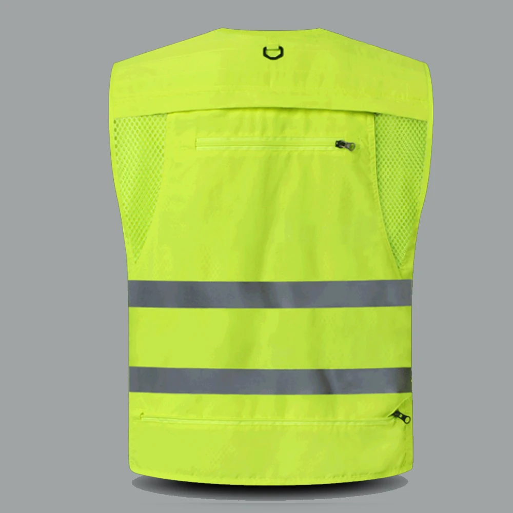 Imagem -04 - Colete de Segurança Amarelo Luminoso Alta Visibilidade Vários Bolsos Colete de Trabalho de Construção com Tiras Reflexivas Roupas de Trabalho