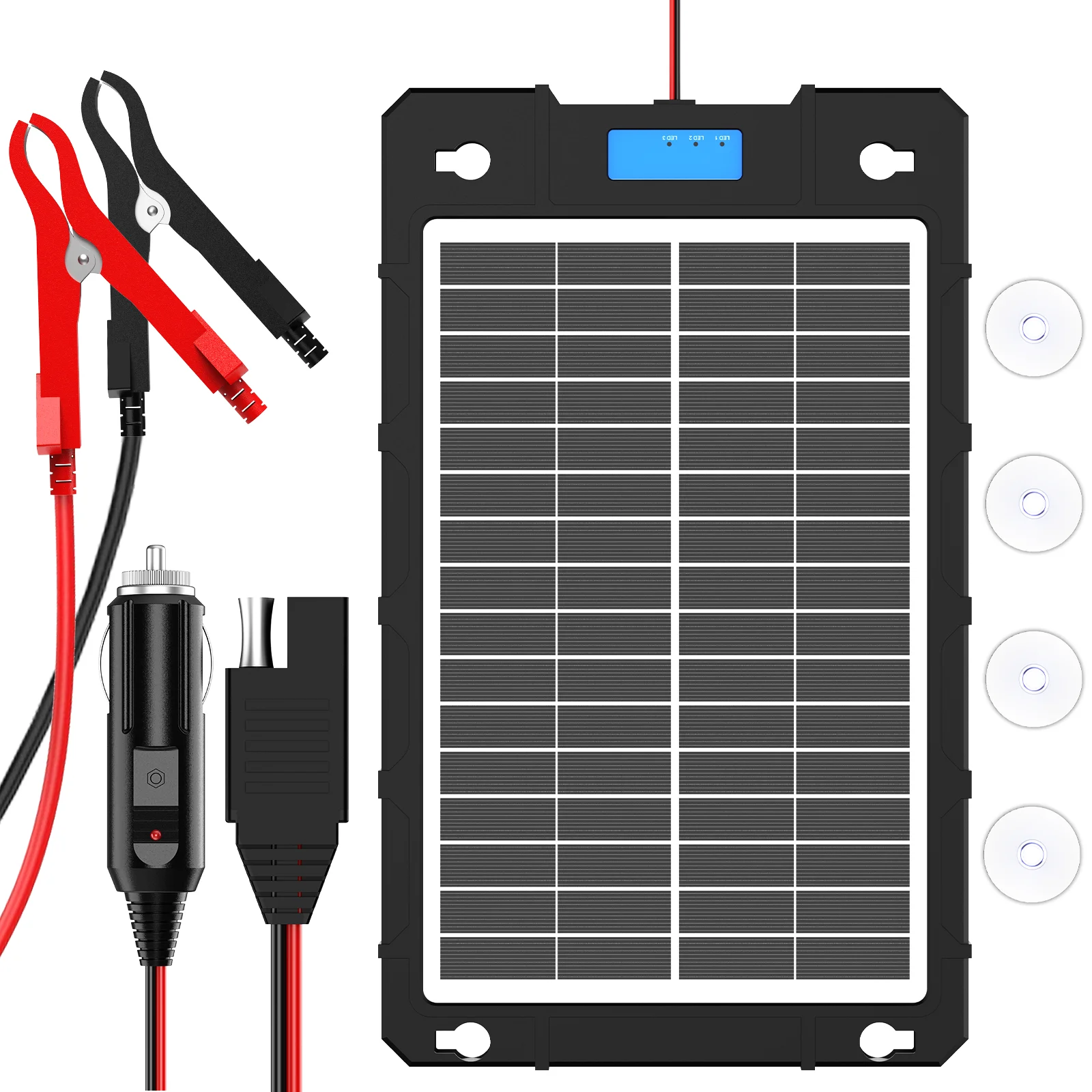 

Portable 7.5W/12W Solar Battery Maintainer Trickle Charger, 12V Solar Charger for Car Motorcycle Boat RV Batteries Maintenance