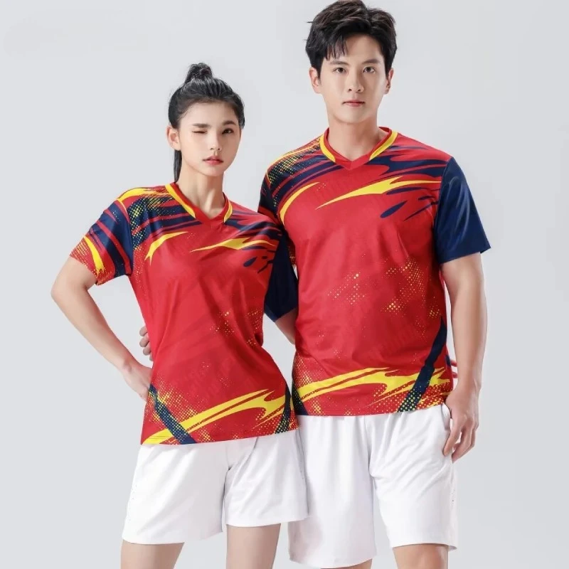 

Спортивная футболка для бадминтона, настольного тенниса для мужчин и женщин, повседневная летняя спортивная майка с короткими рукавами для мальчиков и девочек, одежда для бега