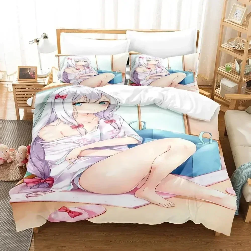Anime sagiri izumi eromanga sensei conjunto de cama capa edredão conjunto colcha fronha consolador rei rainha tamanho meninos adulto