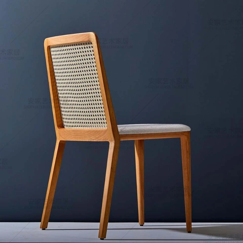 Woven Rattan Simple Chair Living Style Scandinavian Ash Wood Backless Book Chair Medieval Style Dining Chair