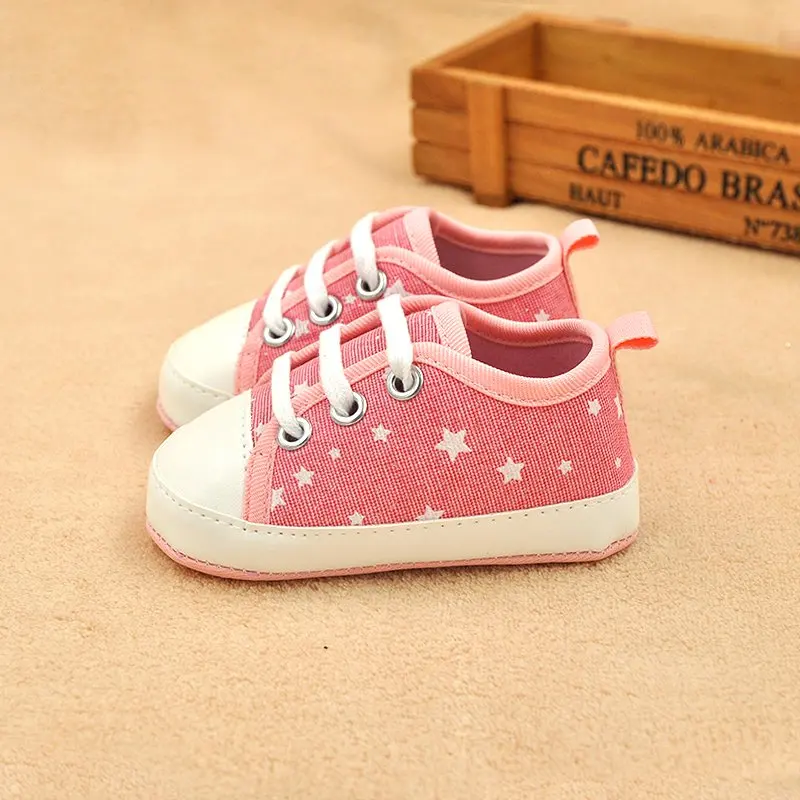 

Newborn Baby Toddler Boys Girls Soft Sole Kids Shoes Canvas Prewalker Lace Up Sneaker 0-18months