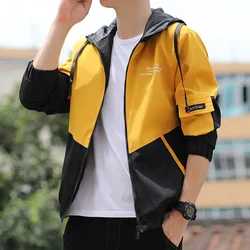 Fashion Hooded Spliced Pockets Zipper Letter Coats Men's Clothing 2023 Autumn New Oversized Casual Tops Asymmetrical Jackets