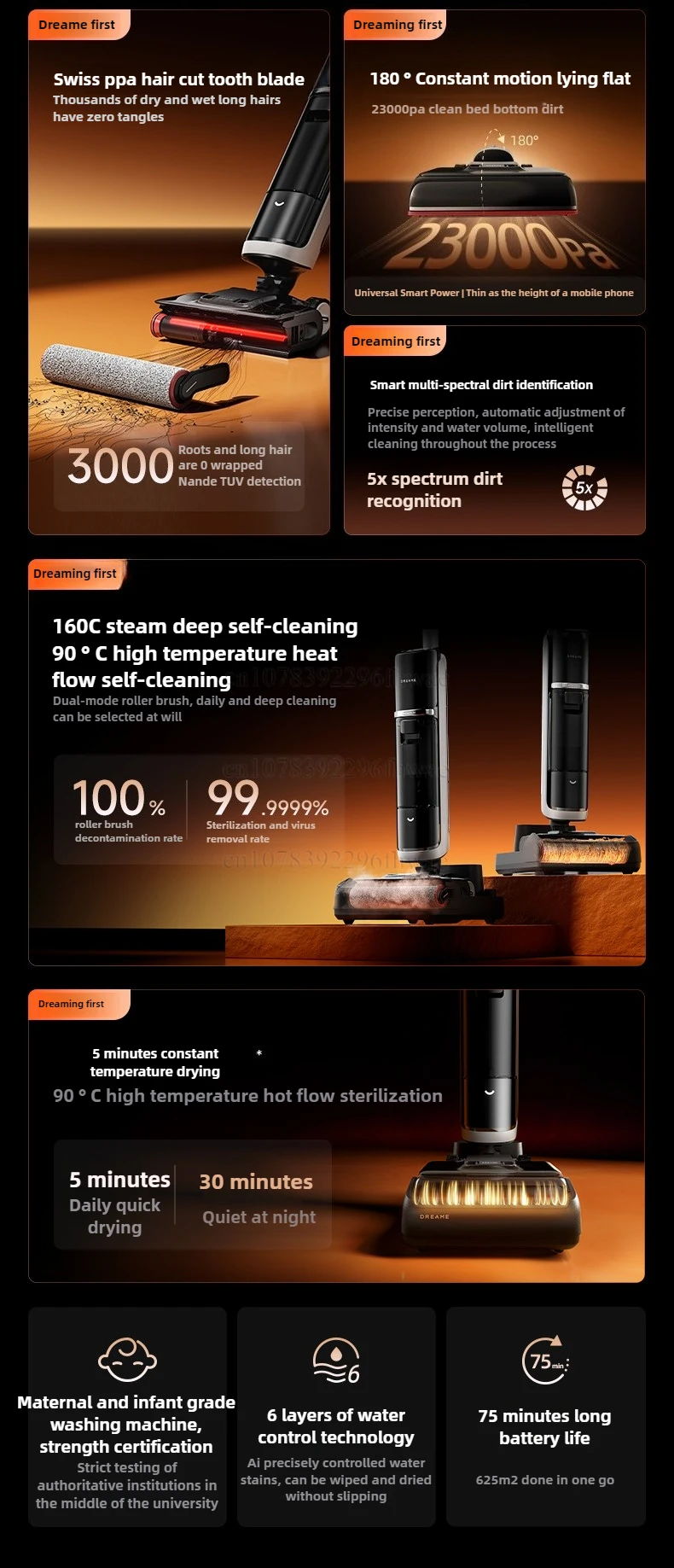 Dreame Steam / Hot Water Floor Scrubber H40 Steam Reclining Flat 0 Lint Suction and Mopping الأجهزة المنزلية المتكاملة