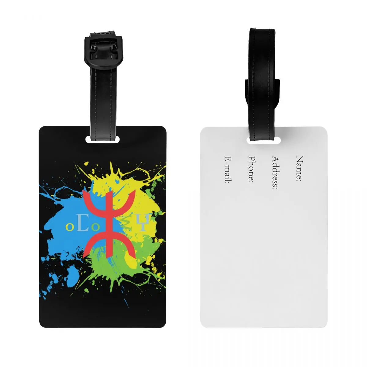 Custom Amazigh Flag Splash Art Design Luggage Tag Berber Proud Tifinagh Baggage Tags Travel Bag Labels Suitcase