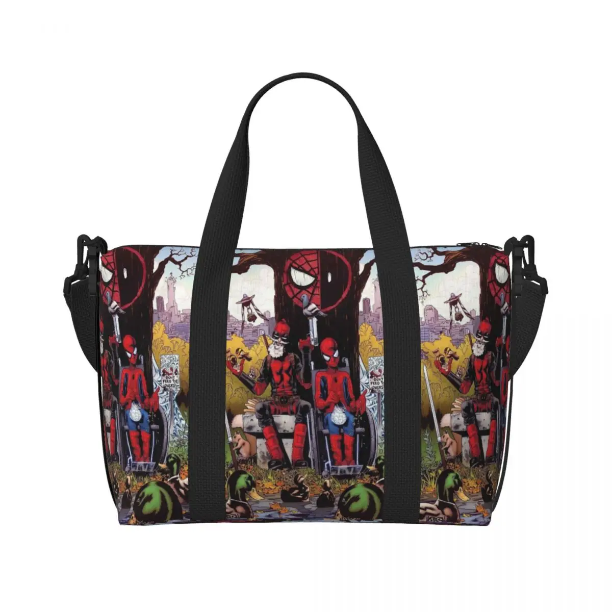 Custom Deadpool Beach Tote Bag for Women Big Compartment Beach Gym Travel Bags