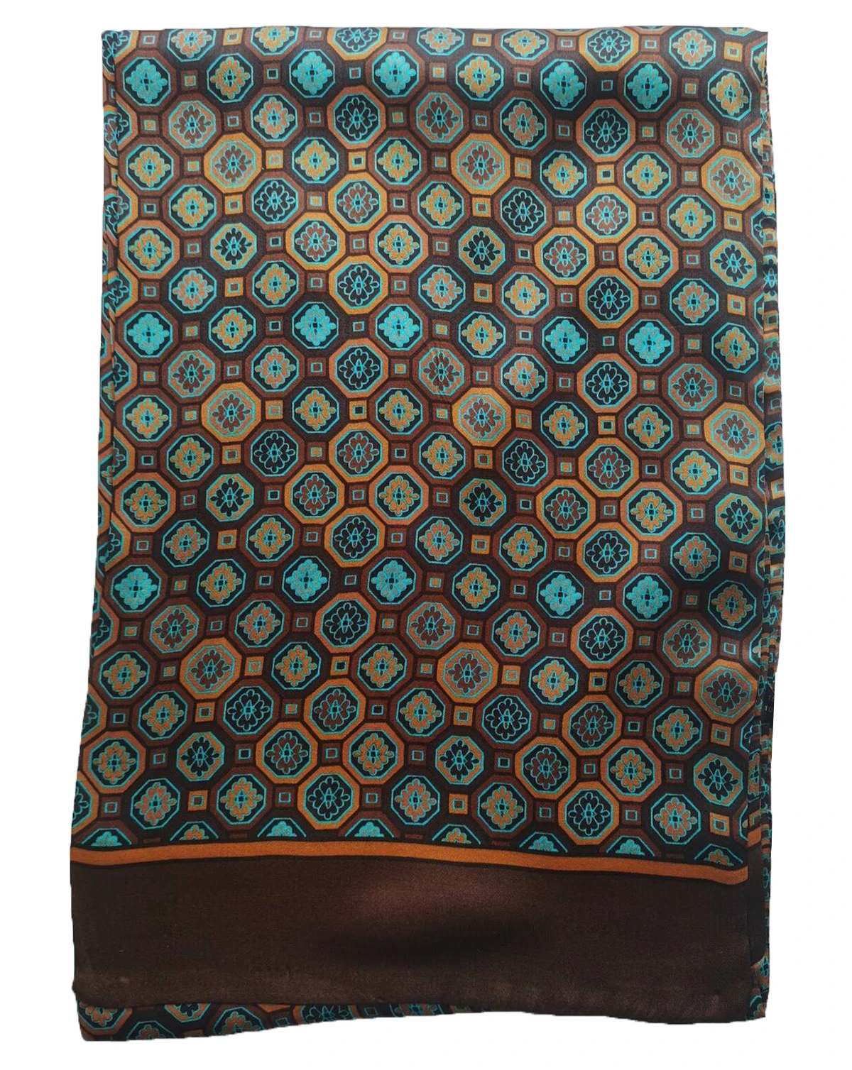 

FEIMANYUAN Men's Long Scarf 100silk Cookie Pattern Business Tie Casual Shirt Double Layer Brown