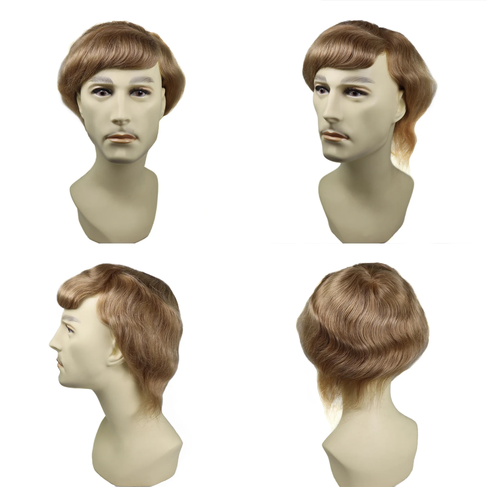 الرجال الشعرية الاصطناعية 8x10 بوصة تنفس أحادية مع قاعدة بولي PU الذكور شقراء الشعر المستعار دائم الرجال نظام استبدال الشعر وحدة شعر مستعار