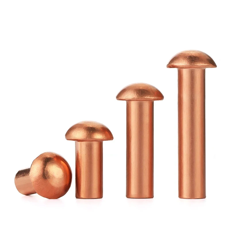 

2-100pcs M2-M8 Pure Copper Solid Rivets / Round Head Hand Knock Rivets - Semi-Round Nails for Electrical & Leathercraft