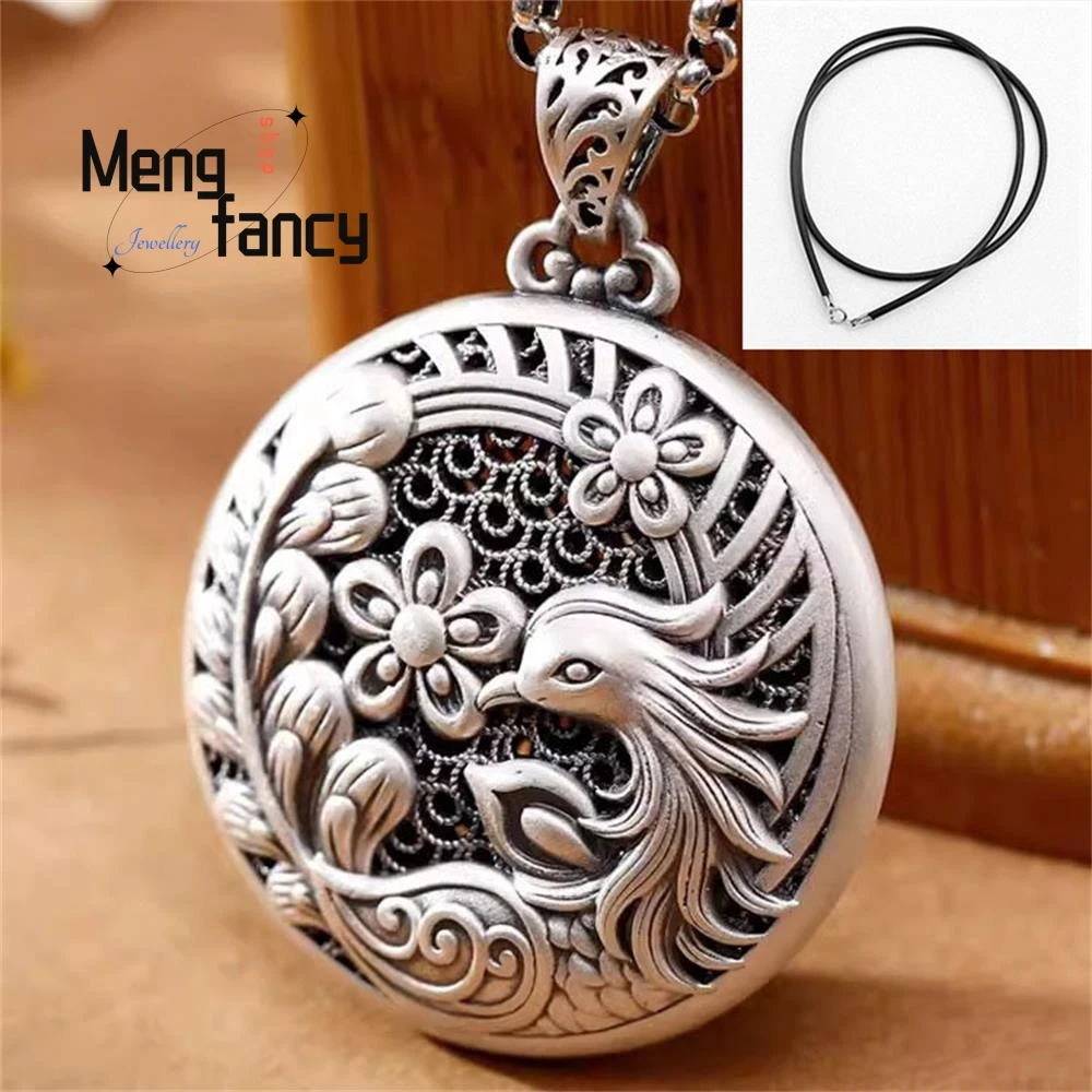 S925 Sterling Silver Phoenix Dance Nine Days Hollow Ethnic Style Retro Pendant Exquisite High-grade Fashion Jewelry Holiday Gift