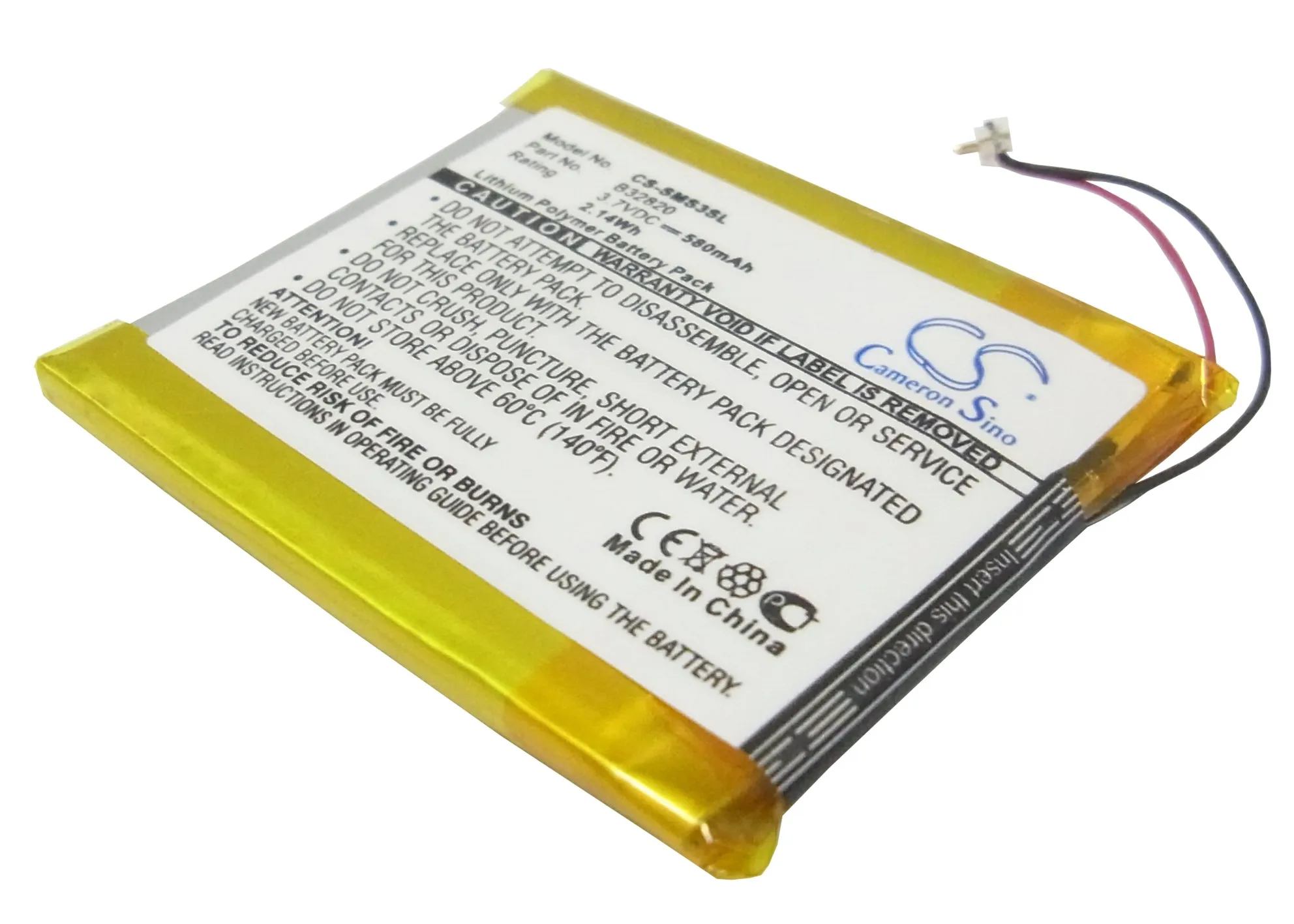 Li-Polymer Media Player Battery for Samsung 3.7v 580mAh