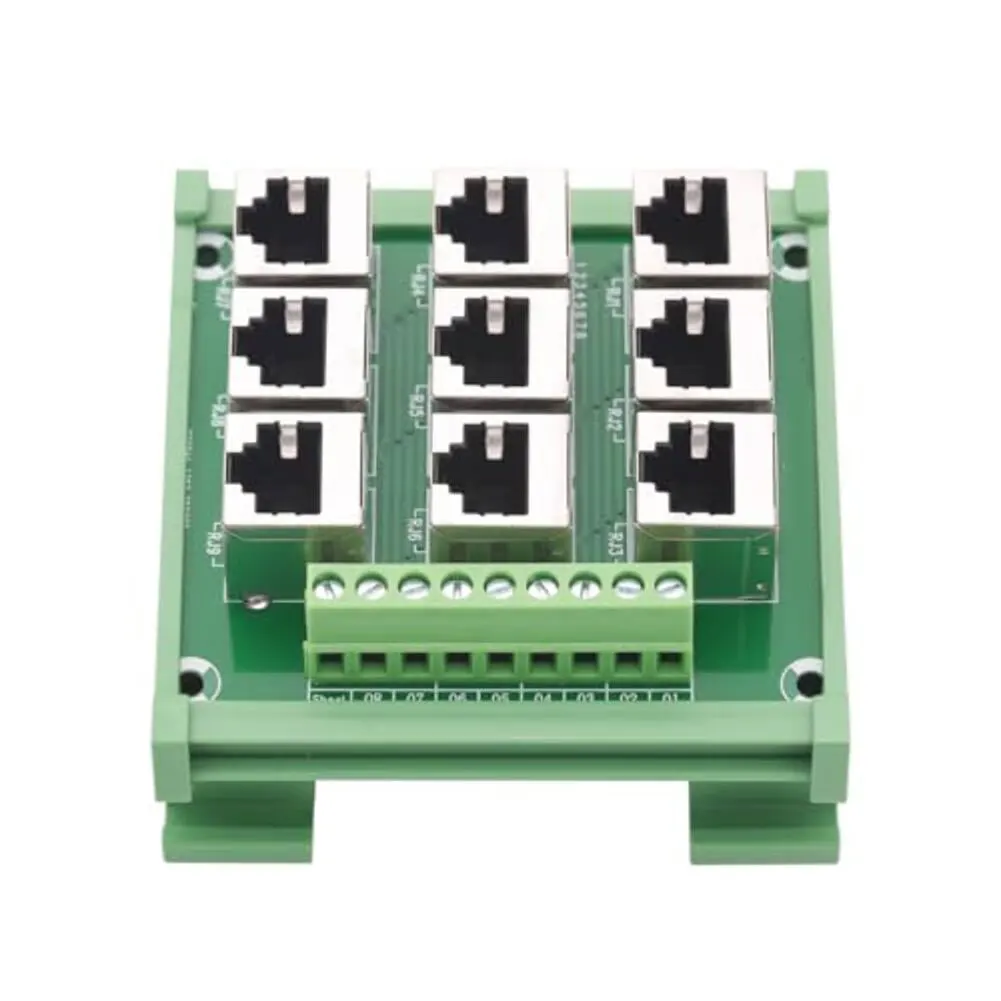 

9-портовый адаптер клеммной колодки Ethernet для разъема RJ45 с винтовыми клеммами для надежной проводки и монтажа на DIN-рейку