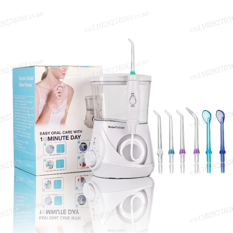 

Adjustable Pressure Countertop Water Flosser, 700ML Oral Irrigator with 8 Nozzles for Family Dental Care