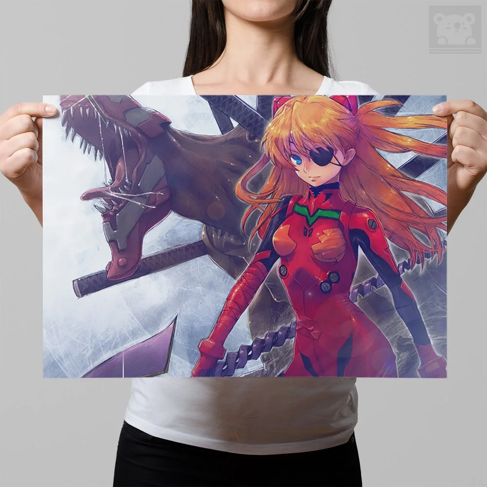 Neon Genesis Evangelion Asuka Rei Mari Frameless Canvas Core Print - HD Anime Poster Home Decor Living Room Bedroom Peripheral
