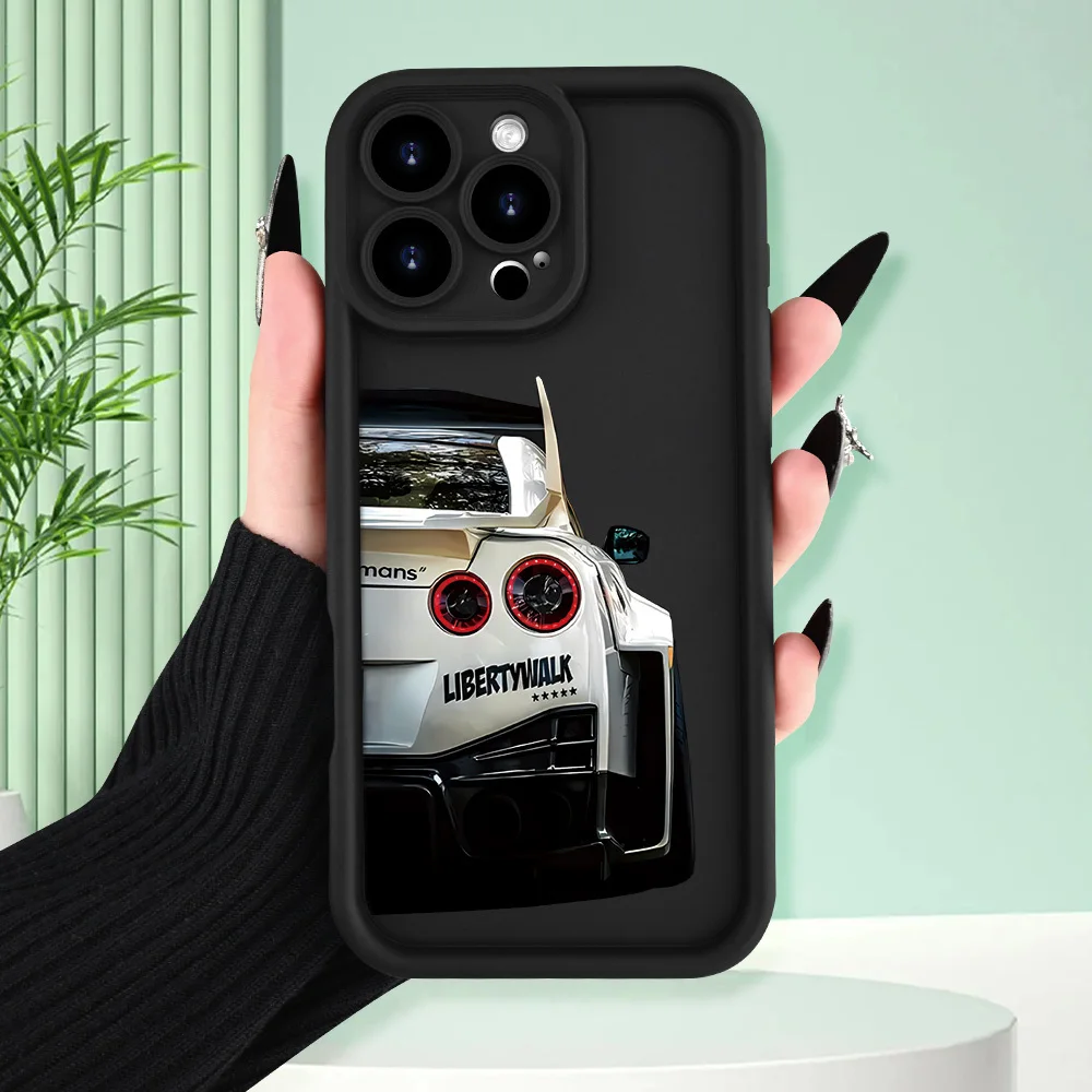 حافظة هاتف بنمط ضوء خلفي للسيارة إبداعي، لهاتف iPhone 16 15 14 13 12ProMax