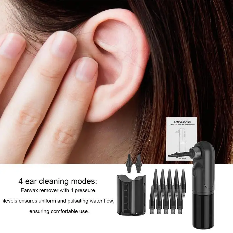 Ear Wax Removal Kit Electric Ear Cleaner 2000mAh Rechargeable Water Powered Ear Cleaner With 4 Pressure Levels Waterproof Ear