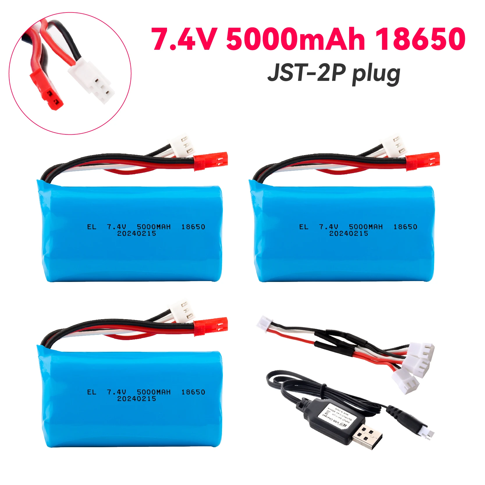 18650 7,4 v 5000mah литий-полимерная батарея JST Plug для WLtoys K969 K979 K989 K999 P929 P939 Radiolink RC3S RC4GS RC6GS 2S аккумуляторные части