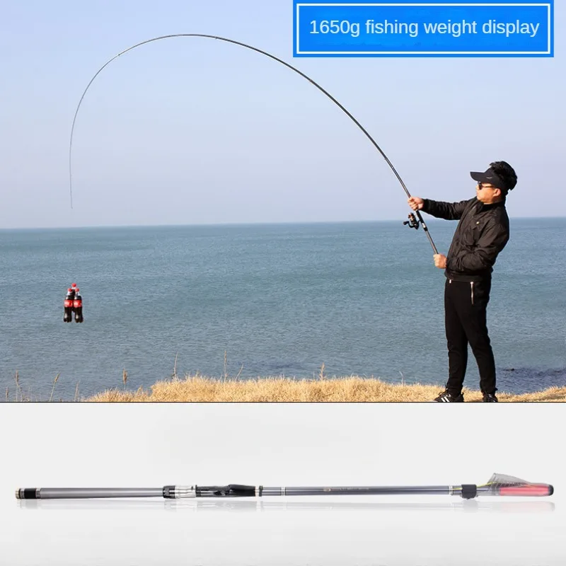 Rock Fishing Rod Carbon Ultra Light Ultra Hard Sliding Float Shore Throwing Rod Set Ceramic Guide Ring Spiral Reel Seat 6.3m