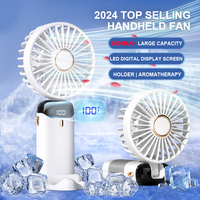 2024 Top Selling 5000mAh Rechargeable Handheld Portable Fan Air Cooler 90° Foldable Air Conditioner Fan with LED Digital Display