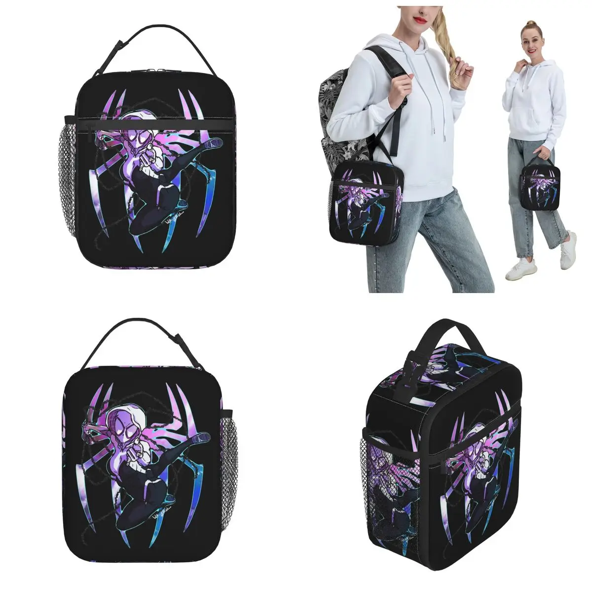 Insulated Lunch Bag Spider-Gwen Spider Gwen Product Lunch Food Box Causal Cooler Thermal Lunch Box For School