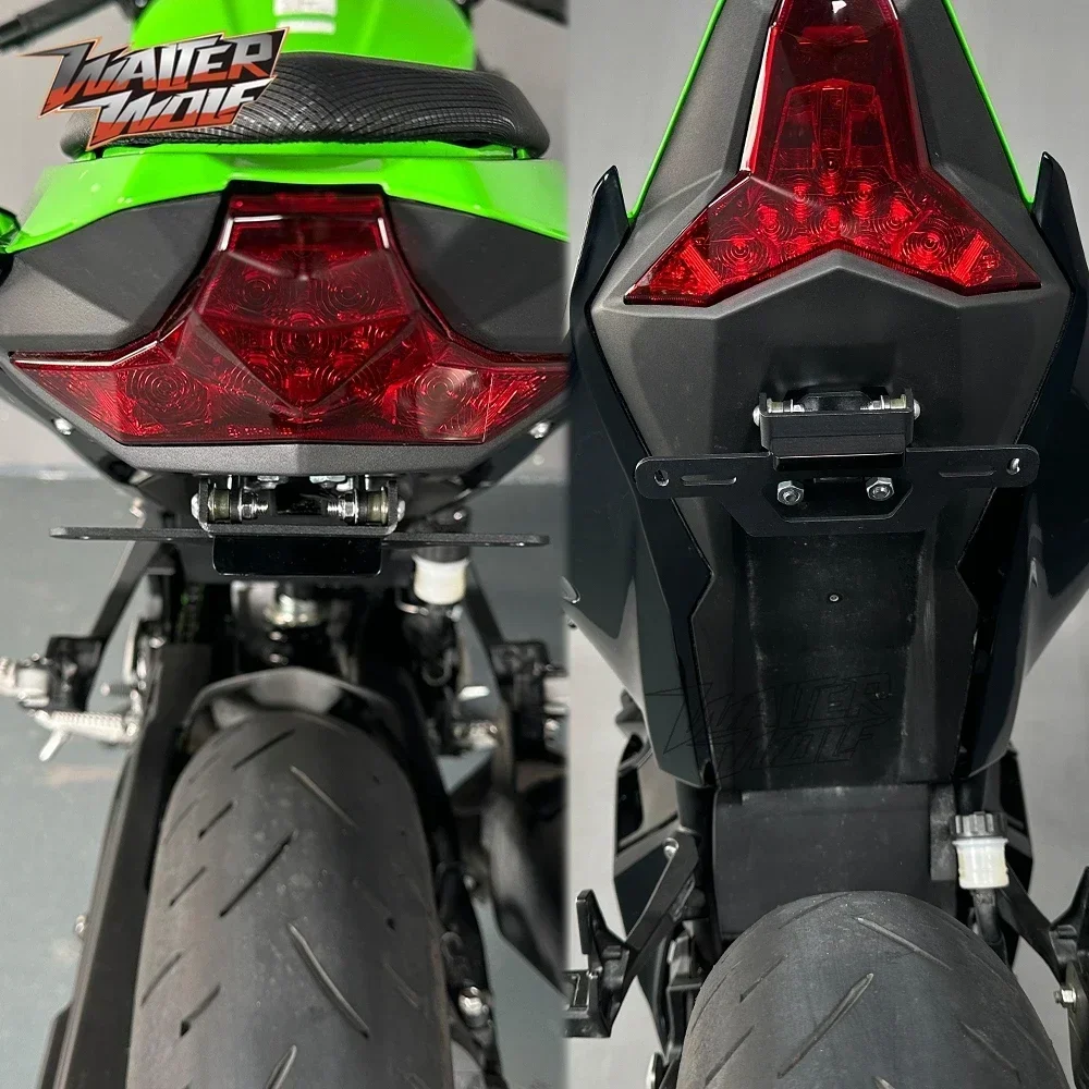 2018-2024 Z400 Z300 Z250 soporte de placa de matrícula limpio trasero soporte de registro plegable para Kawasaki Ninja 250 400 EX400 EX250