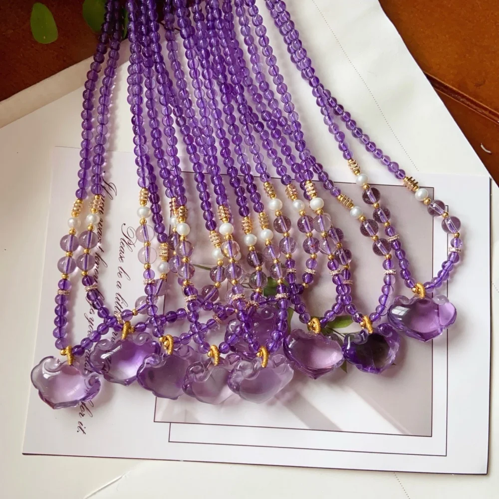 natural-amethyst-lucky-beads-necklace-string-charms-handmade-fortune-energy-mineral-woman-amulet-jewelry-gift-1pcs