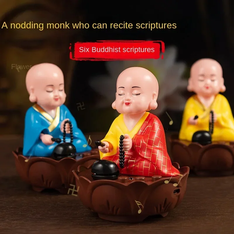 

Music little monk knock wooden fish nod car home decoration little sami personality creative decoration car supplies