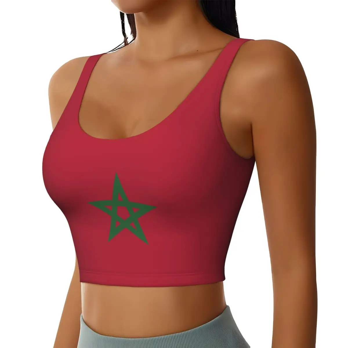 2026 Morocco Flag Print Women Activities Sports Vest Yoga Vest Workout Vest for Women Lightweight Trendy