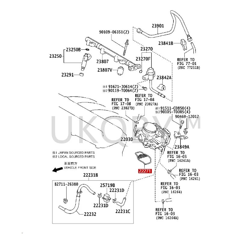 2227128020 To yo ta Previa Throttle body gasket